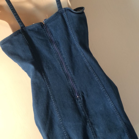 Women’s Y2k VTG spaghetti strap stretchy chambray denim dress - Picture 6 of 15